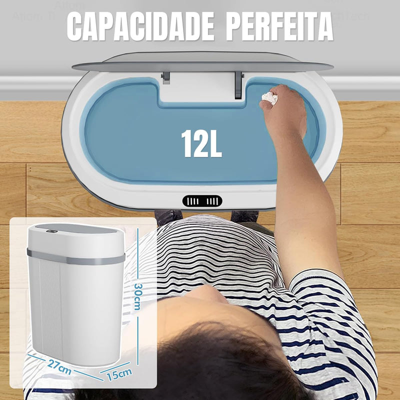 Lixeira 12 litros grande automática com sensor inteligente