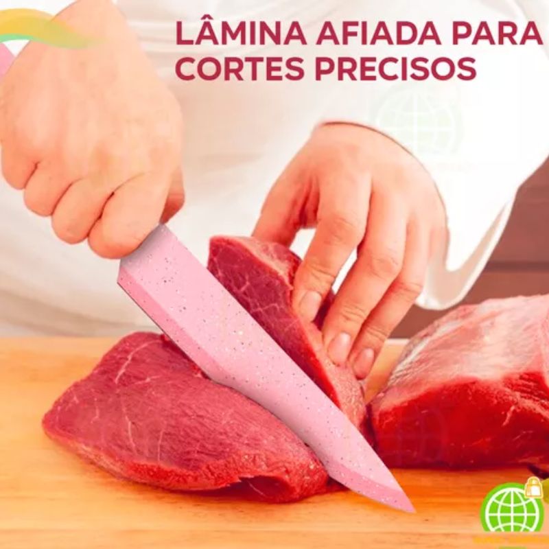 Facas De Cozinha 6 Peças Profissional Com Ralador E Tesour