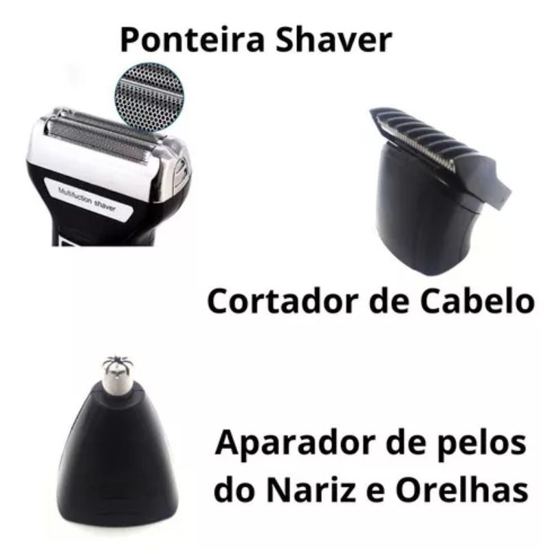 Aparador Barbeador 3 em 1 Recarregável Bivolt